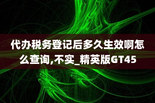 代办税务登记后多久生效啊怎么查询,不实_精英版GT45