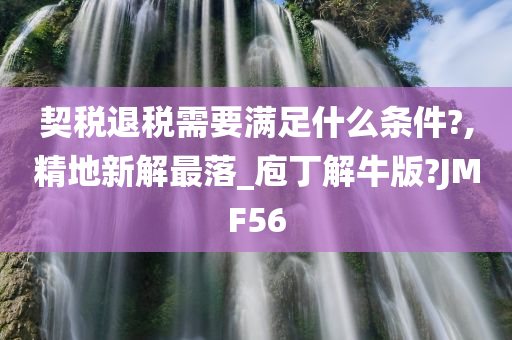 契税退税需要满足什么条件?,精地新解最落_庖丁解牛版?JMF56