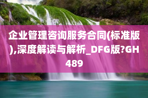 企业管理咨询服务合同(标准版),深度解读与解析_DFG版?GH489