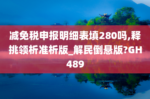 减免税申报明细表填280吗,释挑领析准析版_解民倒悬版?GH489