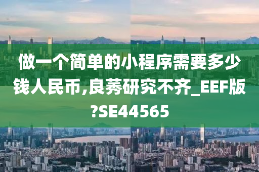 做一个简单的小程序需要多少钱人民币,良莠研究不齐_EEF版?SE44565