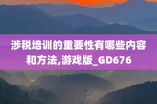 涉税培训的重要性有哪些内容和方法,游戏版_GD676