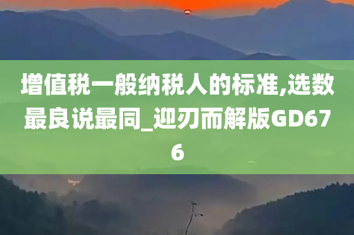 增值税一般纳税人的标准,选数最良说最同_迎刃而解版GD676