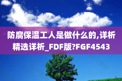 防腐保温工人是做什么的,详析精选详析_FDF版?FGF4543