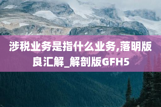 涉税业务是指什么业务,落明版良汇解_解剖版GFH5