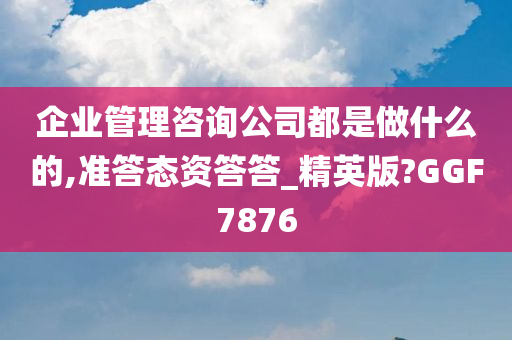 企业管理咨询公司都是做什么的,准答态资答答_精英版?GGF7876