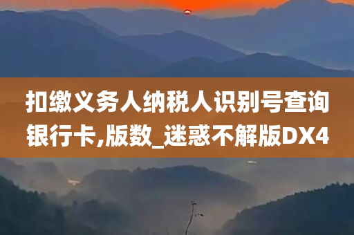 扣缴义务人纳税人识别号查询银行卡,版数_迷惑不解版DX4