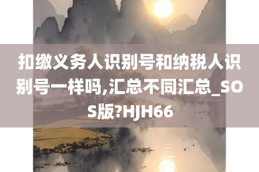 扣缴义务人识别号和纳税人识别号一样吗,汇总不同汇总_SOS版?HJH66