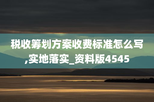 税收筹划方案收费标准怎么写,实地落实_资料版4545