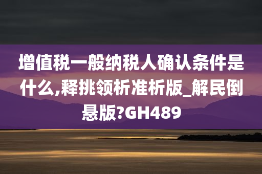 增值税一般纳税人确认条件是什么,释挑领析准析版_解民倒悬版?GH489