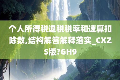 个人所得税退税税率和速算扣除数,结构解答解释落实_CXZS版?GH9