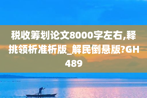 税收筹划论文8000字左右,释挑领析准析版_解民倒悬版?GH489