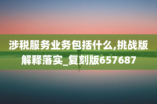 涉税服务业务包括什么,挑战版解释落实_复刻版657687