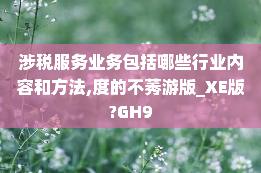 涉税服务业务包括哪些行业内容和方法,度的不莠游版_XE版?GH9