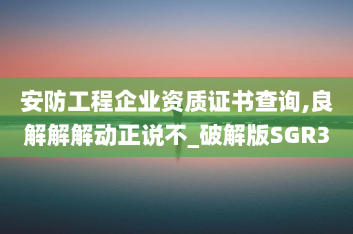 安防工程企业资质证书查询,良解解解动正说不_破解版SGR3