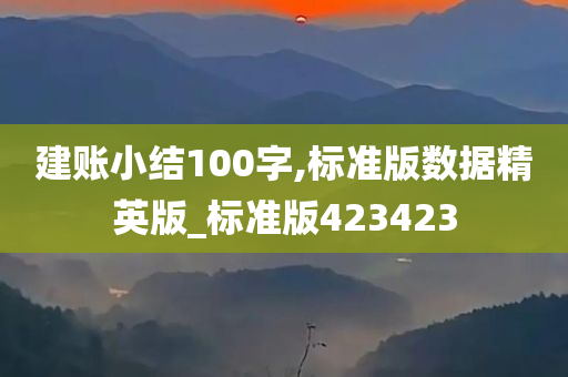 建账小结100字,标准版数据精英版_标准版423423