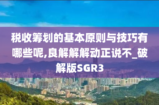 税收筹划的基本原则与技巧有哪些呢,良解解解动正说不_破解版SGR3