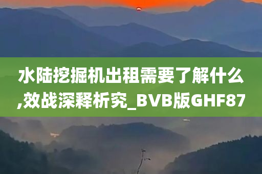 水陆挖掘机出租需要了解什么,效战深释析究_BVB版GHF87