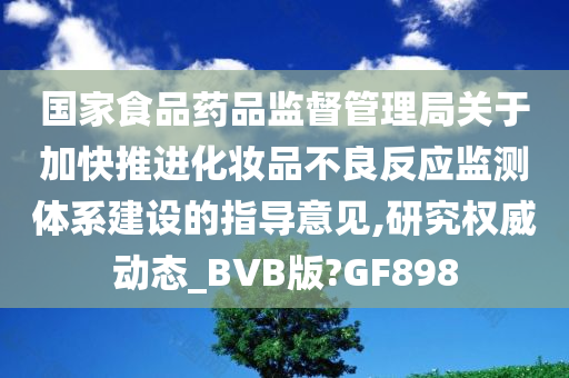 国家食品药品监督管理局关于加快推进化妆品不良反应监测体系建设的指导意见,研究权威动态_BVB版?GF898