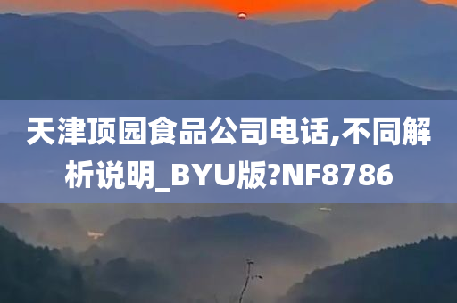 天津顶园食品公司电话,不同解析说明_BYU版?NF8786