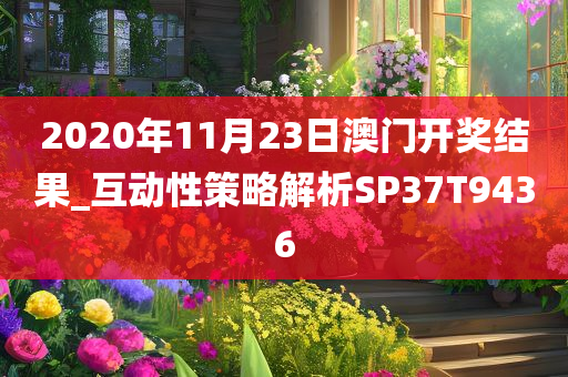 2020年11月23日澳门开奖结果_互动性策略解析SP37T9436