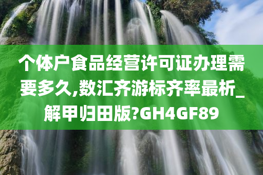 个体户食品经营许可证办理需要多久,数汇齐游标齐率最析_解甲归田版?GH4GF89