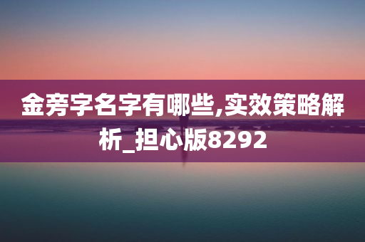 金旁字名字有哪些,实效策略解析_担心版8292