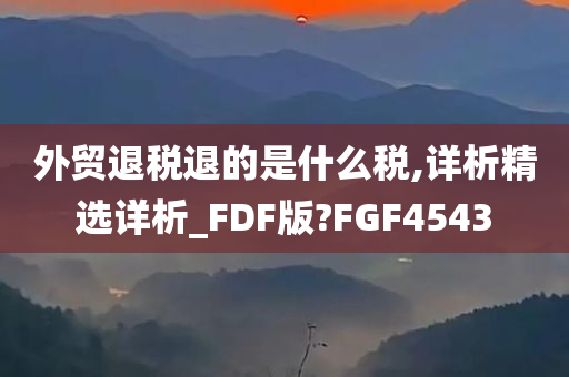 外贸退税退的是什么税,详析精选详析_FDF版?FGF4543