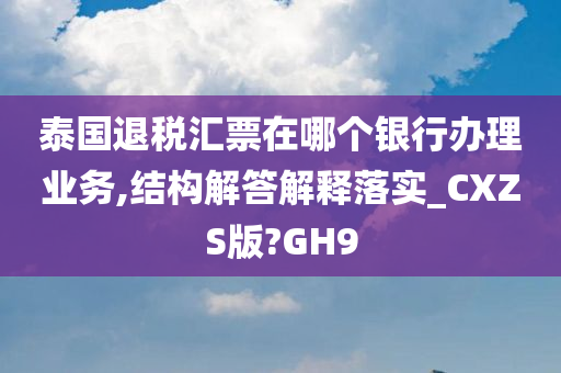 泰国退税汇票在哪个银行办理业务,结构解答解释落实_CXZS版?GH9