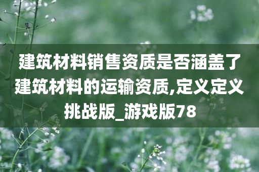 建筑材料销售资质是否涵盖了建筑材料的运输资质,定义定义挑战版_游戏版78