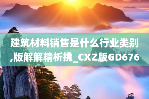 建筑材料销售是什么行业类别,版解解精析挑_CXZ版GD676