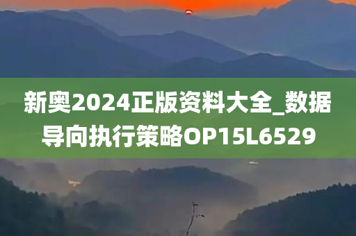 新奥2024正版资料大全_数据导向执行策略OP15L6529