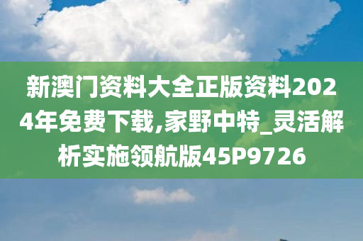 新澳门资料大全正版资料2024年免费下载,家野中特_灵活解析实施领航版45P9726